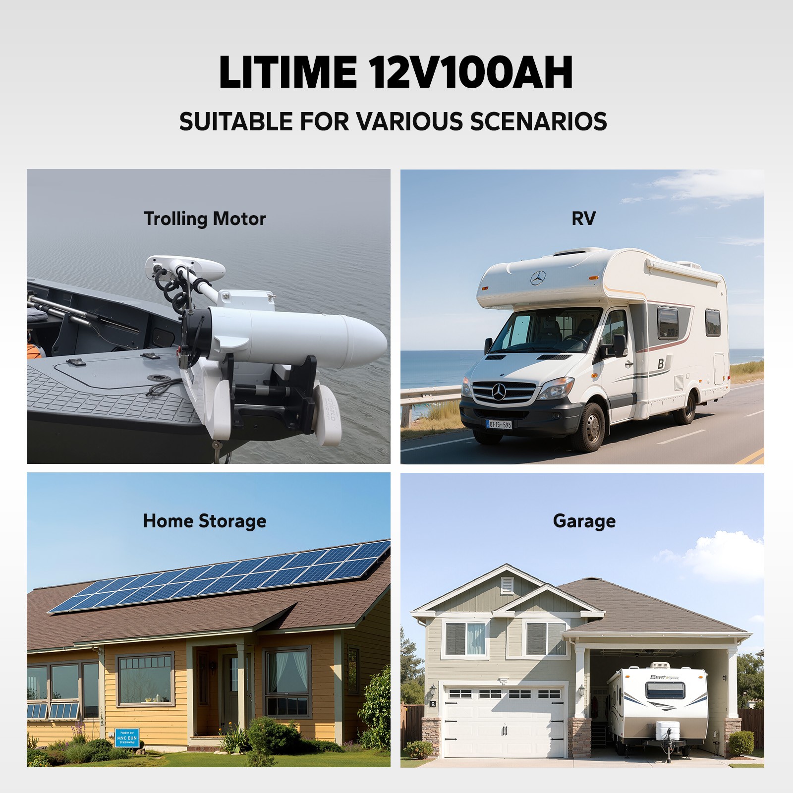 Litime 12V 100Ah Smart Group 24 LiFePO4 Lithium Battery with Bluetooth Function