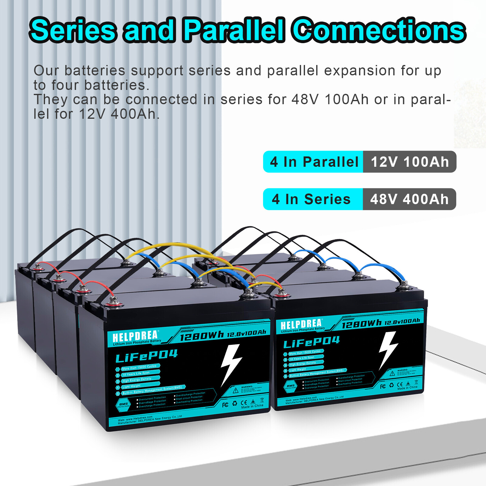LiFePO4 Battery 12V 200Ah 100Ah 50Ah Lithium Battery Deep Cycle for RV Off Grid