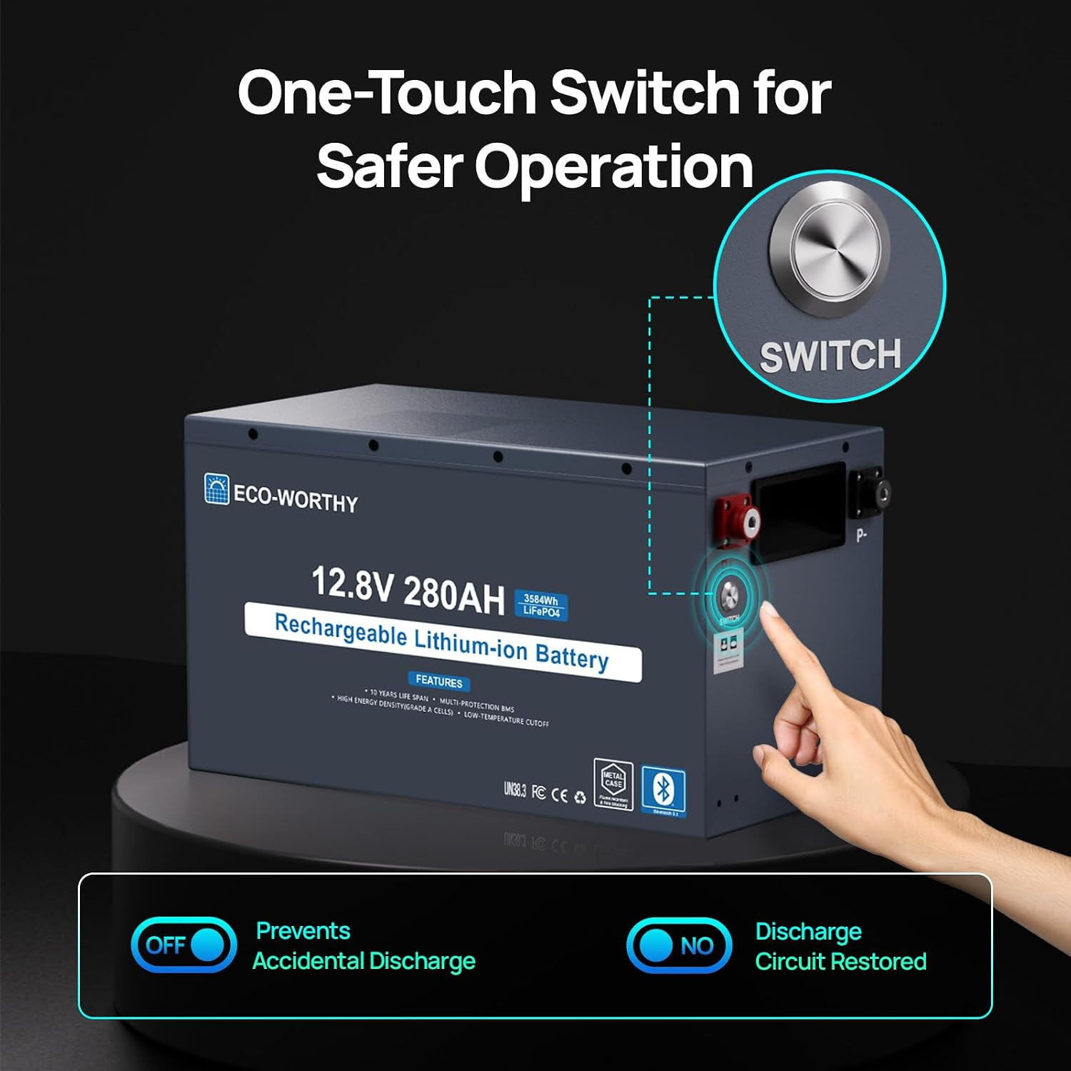 12V 280Ah Metal Case Lifepo4 Lithium Battery with Bluetooth, Low-Temp Protection