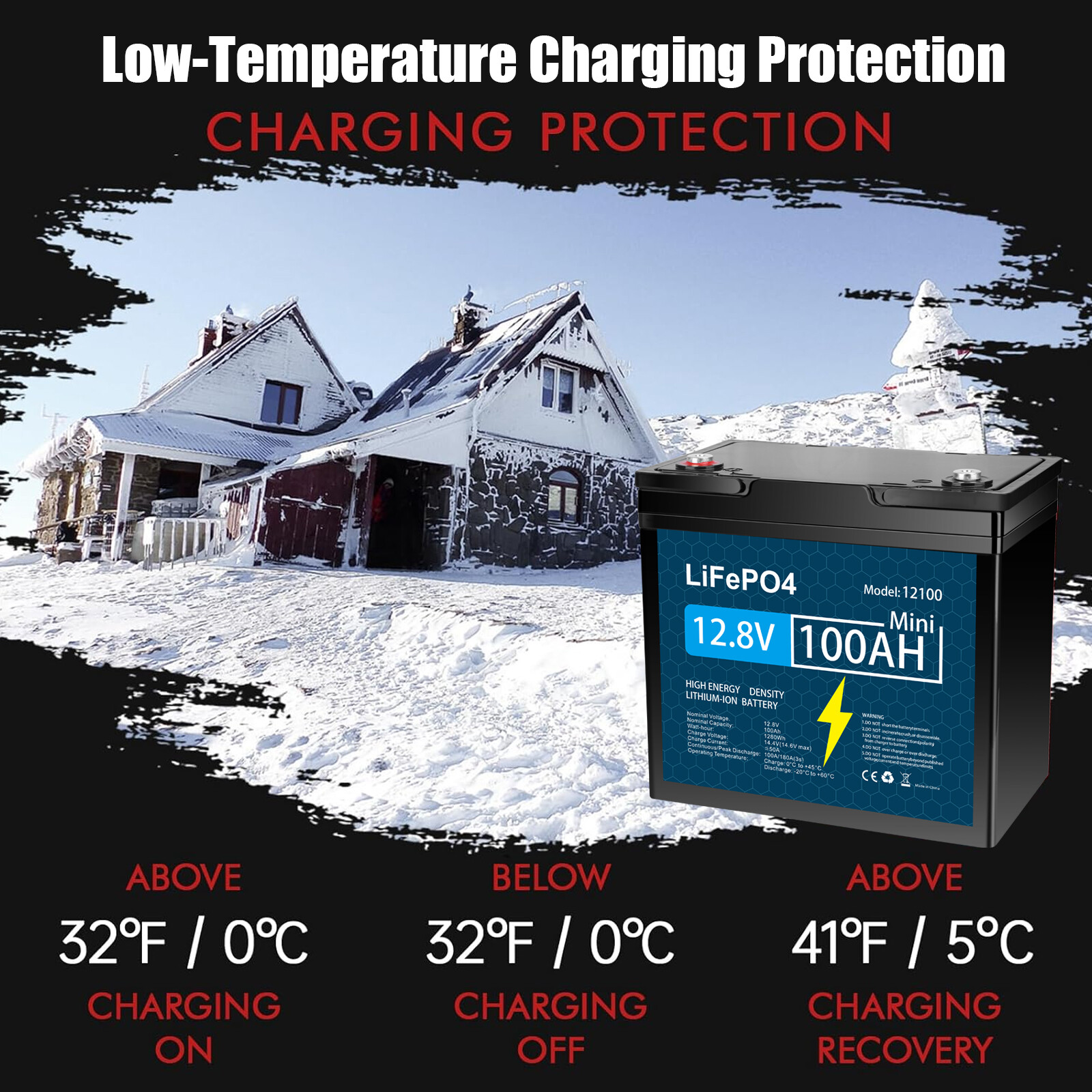 LiFePO4 Lithium Battery 12V 100Ah 50Ah 30Ah with BMS for RV Trolling Motor US