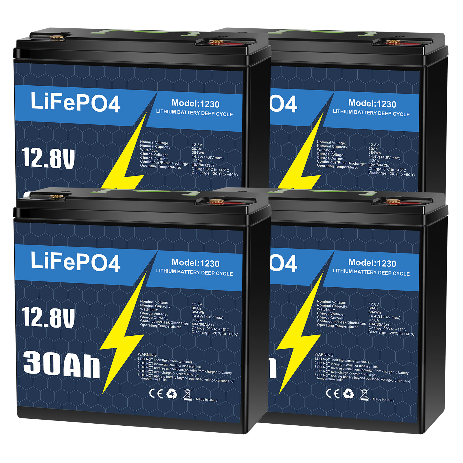 12V 30Ah LiFePO4 Rechargeable Lithium Battery BMS Deep cycles Fish Finder Boat