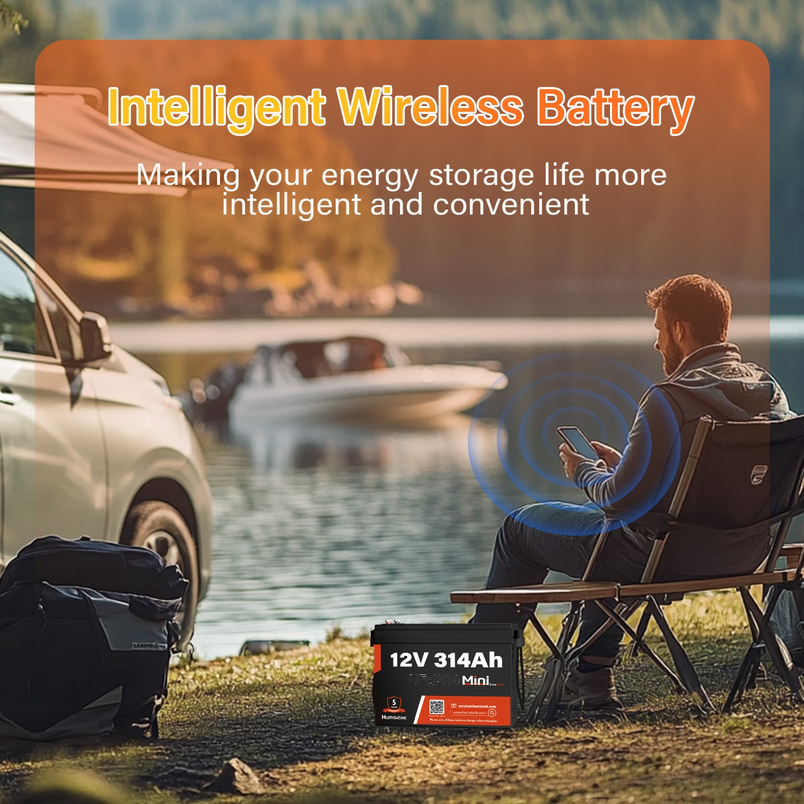 Bluetooth 12V 314Ah LiFePO4 Lithium Battery 200A BMS Deep Cycles Off-Grid