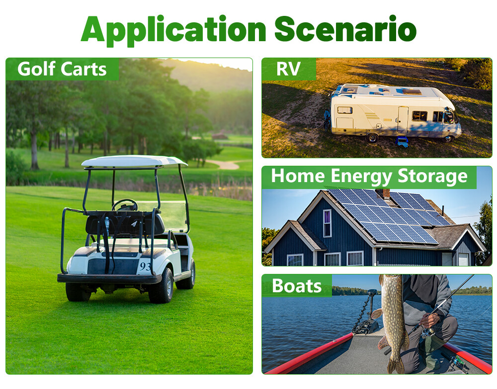 Lifepo4 48V 105AH Golf Cart Battery with 200A BMS 15000+ Deep Cycles+20A Charger