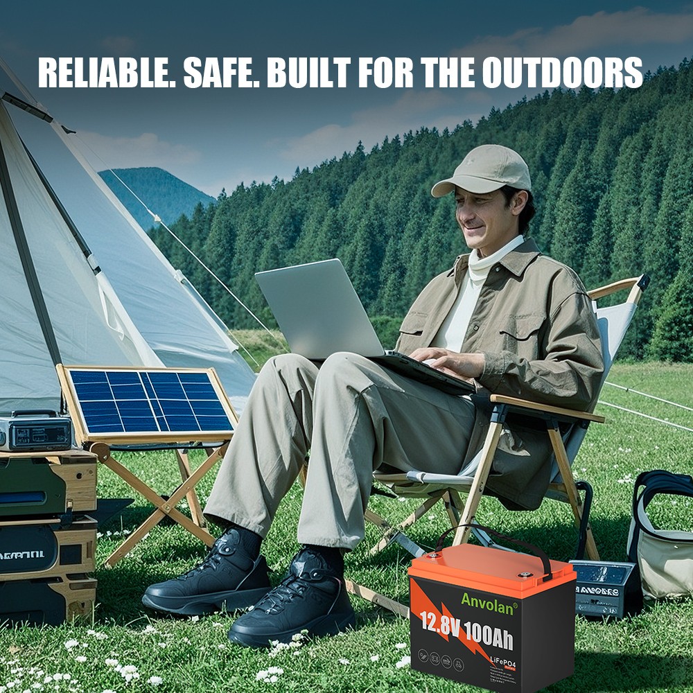 Aanvolan 12V 100Ah LiFePO4 Lithium Battery Deep Cycle BMS for RV Home