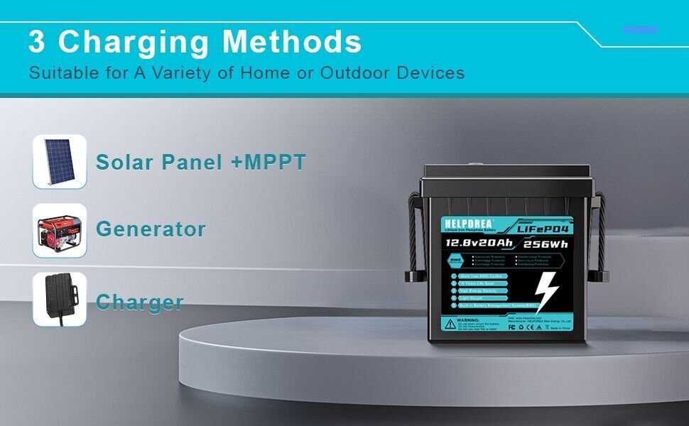 12V Deep Cycle Lithium Battery LiFePO4 BMS Low-Temp for RV Marine Boat Solar Kit