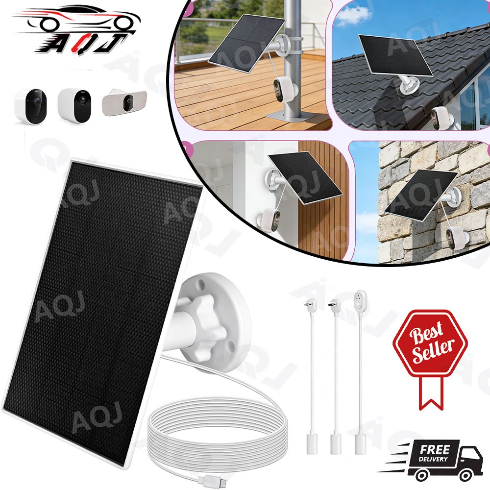 Solar Panel Charge for Arlo Essential Spotlight Camera Doorbell mico USB&Type-C