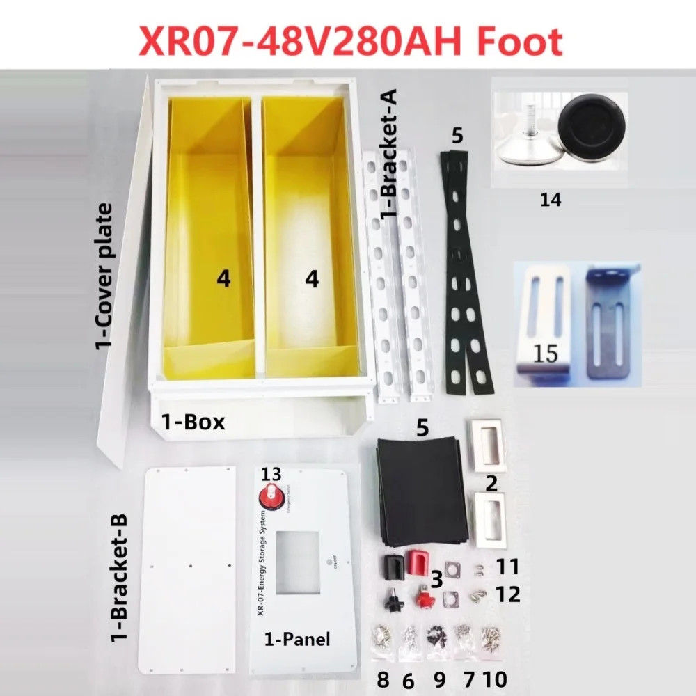 XR07 48V 280AH LiFePO4 Battery Case PowerBox Solar Home Energy Storage 16S 51.2v