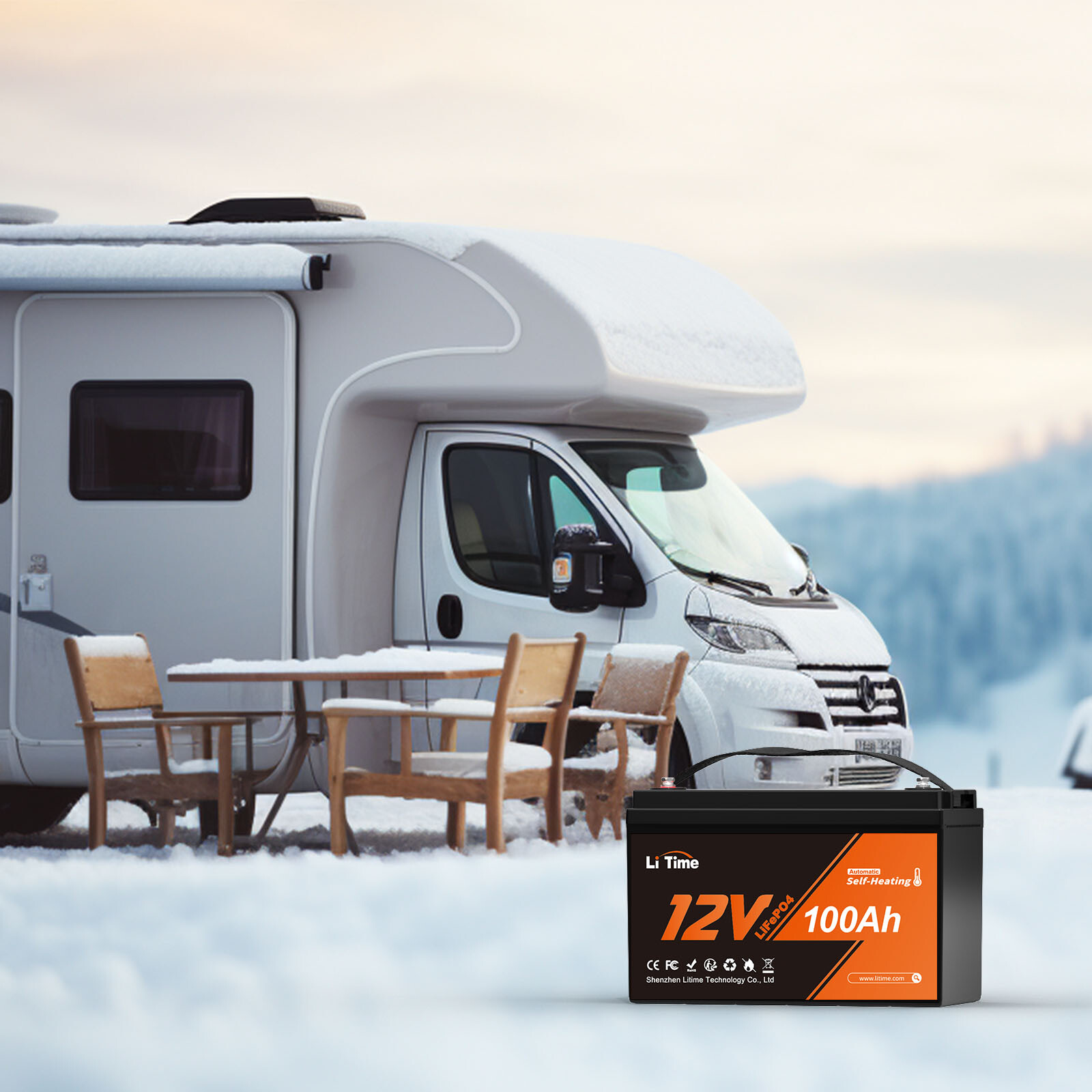 Litime 12V 100Ah Self Heating LiFePO4 Lithium Battery For RV Marine-Refurbished