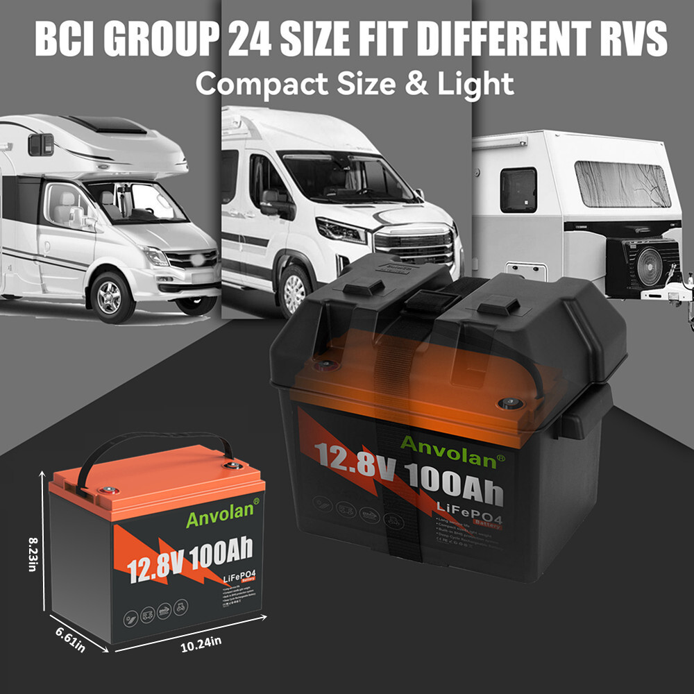 12V 100AH LiFePO4 Lithium Battery 1280W Deep Cycle BMS for Solar RV Off-grid