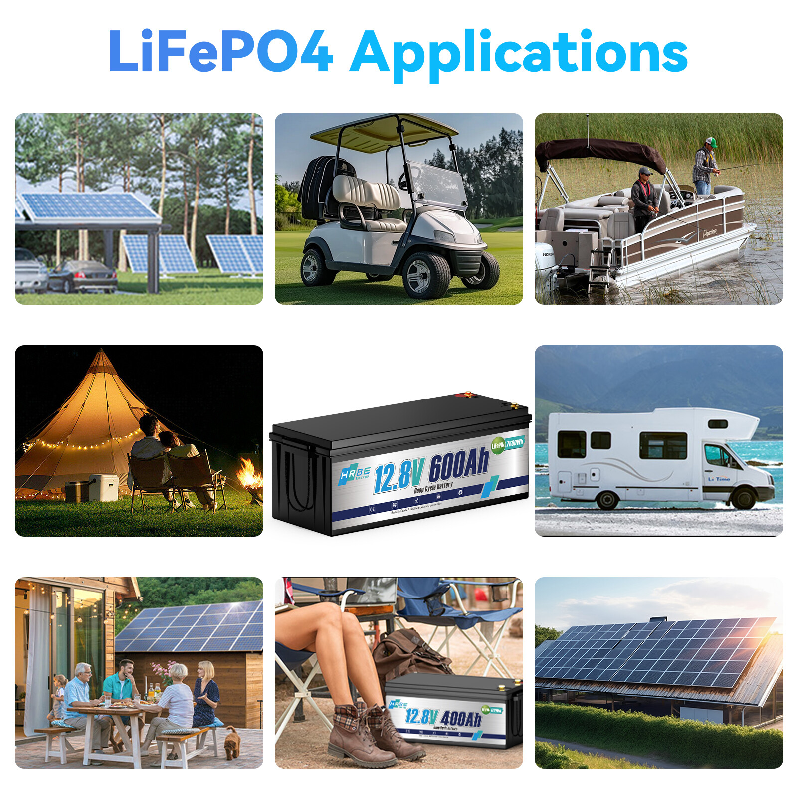 12V 600AH LiFePO4 Lithium Battery 200A BMS 15000+ cycles RV Solar Marine 7680Wh