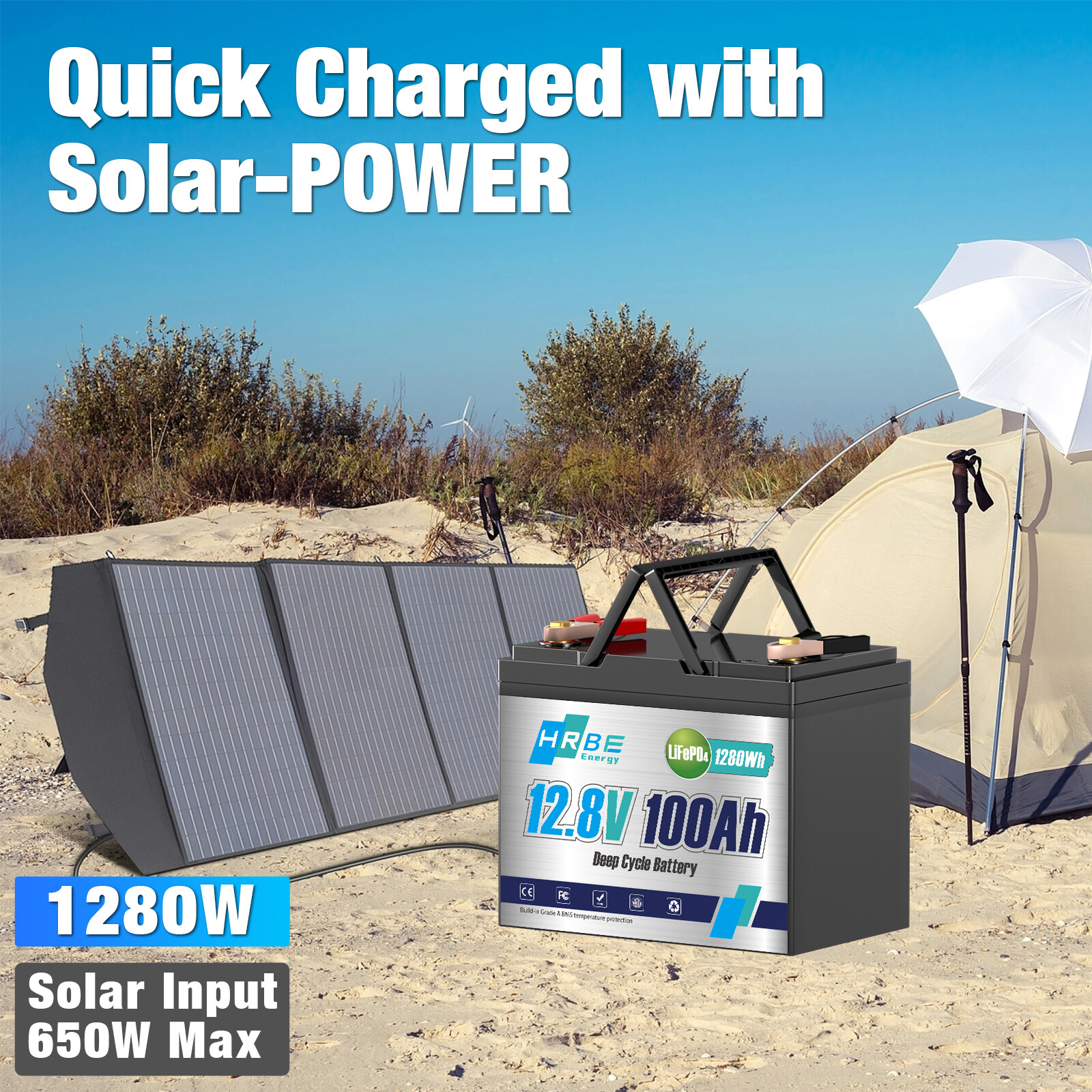 12V 100Ah LiFePO4 Lithium Battery 100A BMS for Solar RV Off-grid Trolling Boat