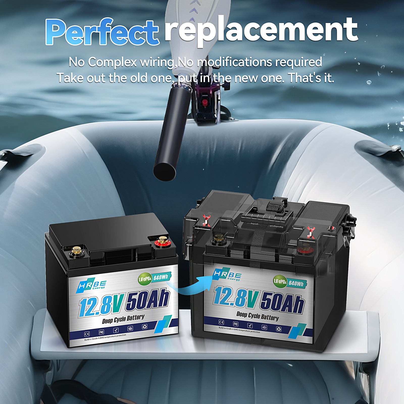 12V 50Ah Deep Cycle Lithium Battery LiFePO4 640Wh BMS for RV Solar Boat Off-grid