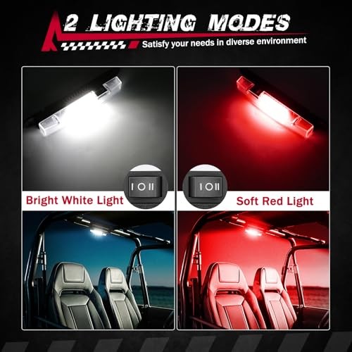 UTV Dome Light, Roll Bar Light Interior Dome Lights Battery Red and White