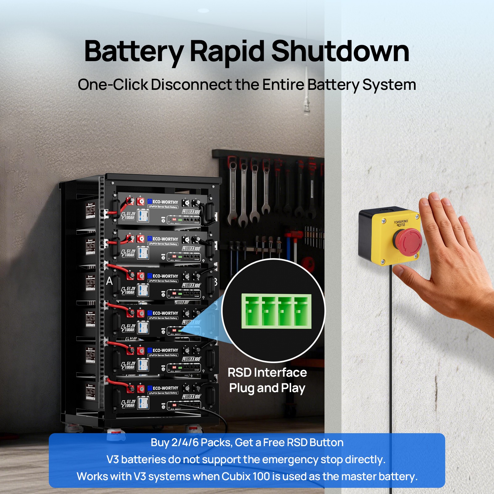 ECO-WORTHY 30.72kWh 6Pack 48V 100AH LiFePO4 Battery UL1973& UL9540A& CEC Listed
