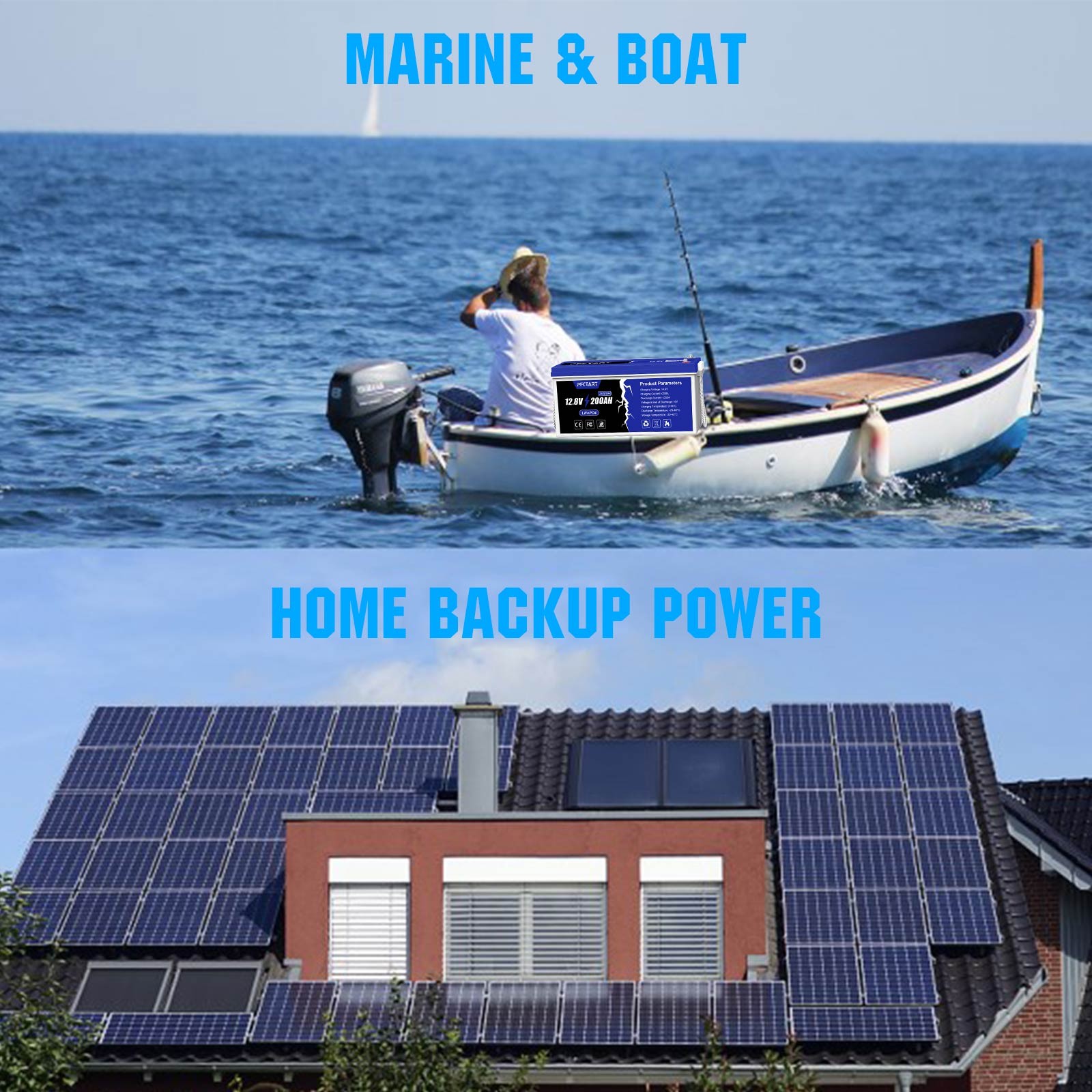 PFCTART LiFePO4 12V 200Ah PLUS 200A BMS Lithium Battery for RV Solar Off-Grid
