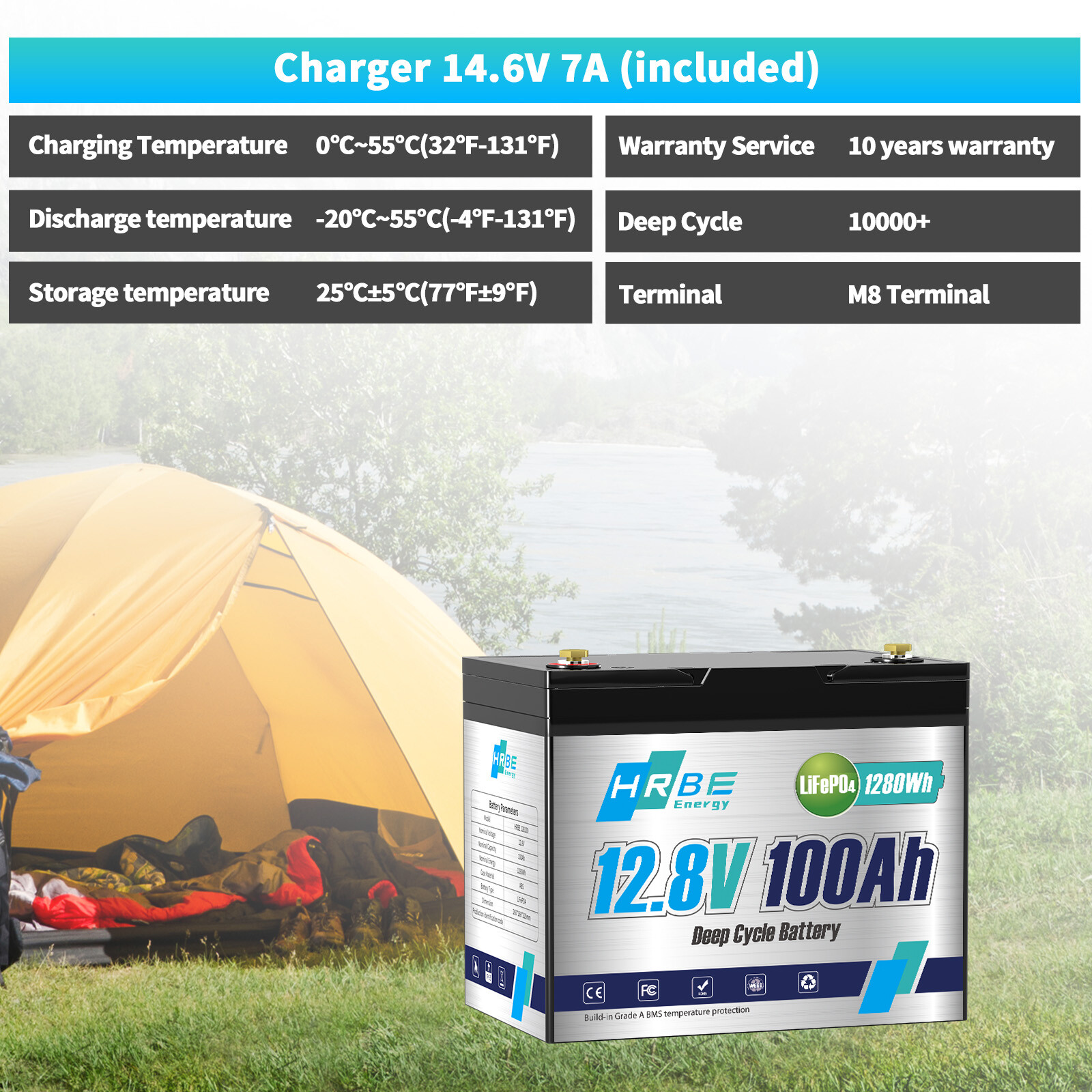 48V 100Ah Lithium Golf Cart Battery LiFePO4 Deep Cycle 12V 100Ah 260x168x215mm