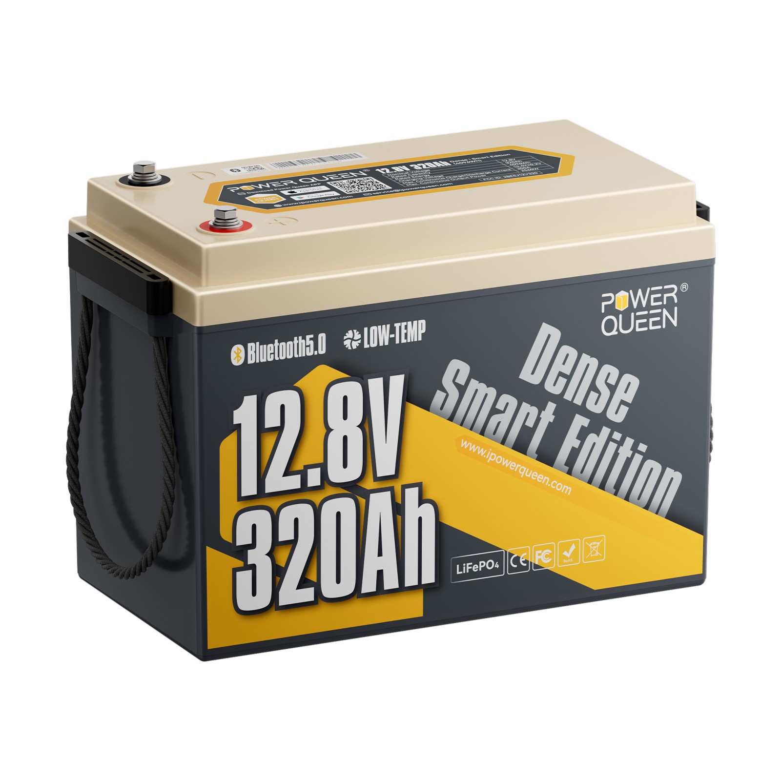 Power Queen New 12V 320Ah Bluetooth LiFePO4 Mini Battery 2560Wh For RV Trailer
