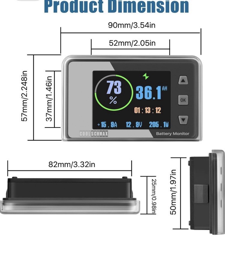Battery Monitor with Shunt 300A Battery Monitor for RV, Motorcycle,