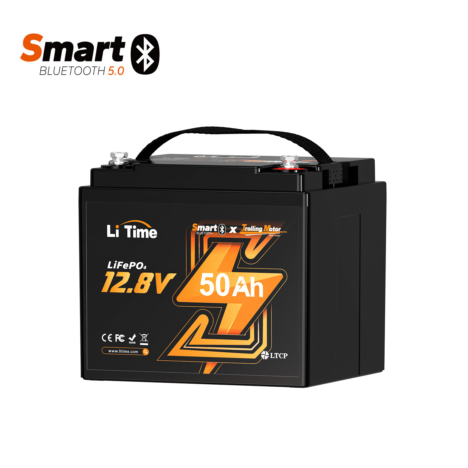 LiTime 12V 50Ah Bluetooth LiFePO4 Lithium Battery For Trolling Motor-Refurbished