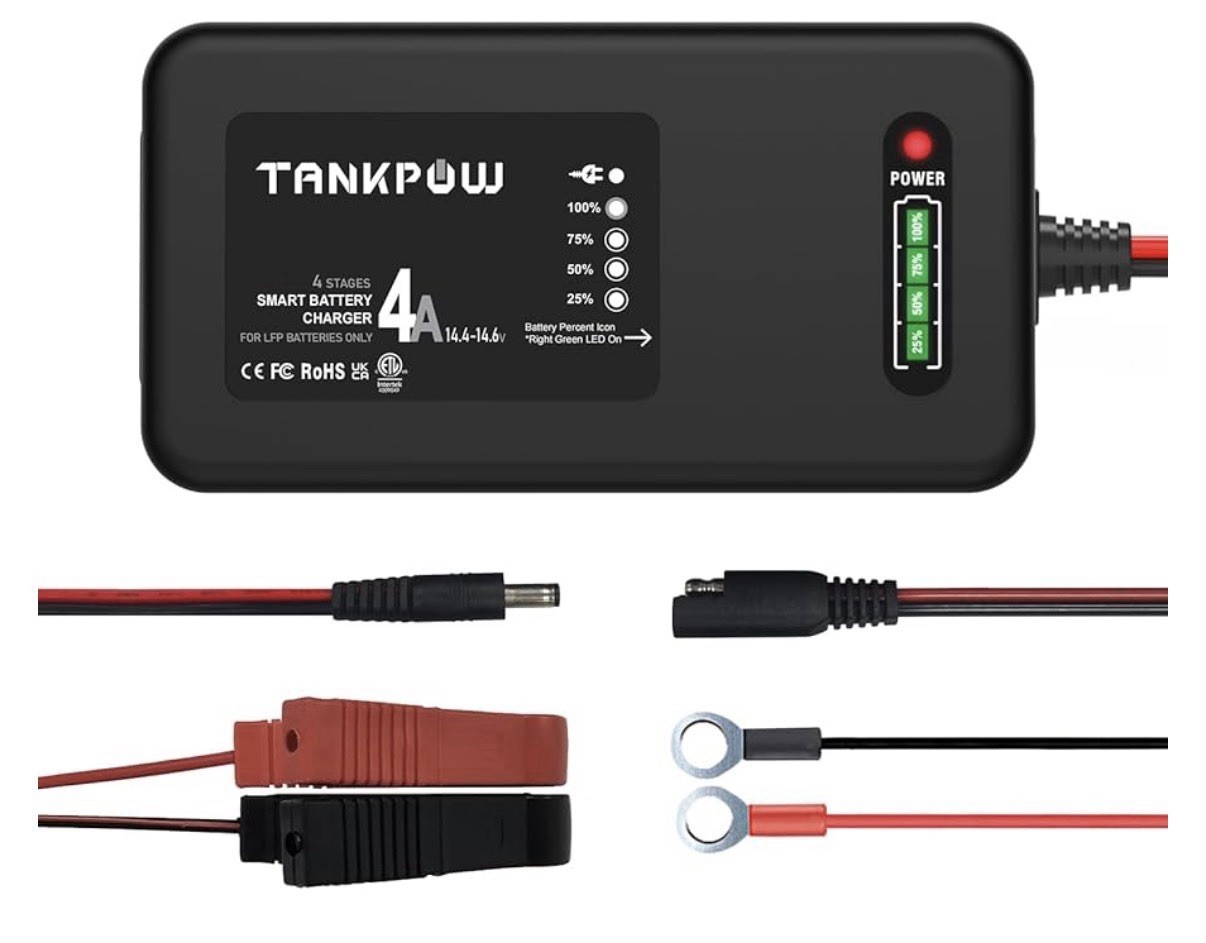 14.6V LiFePO4 Battery Charger,4A Lithium Battery Chargers,12V Smart LiPO