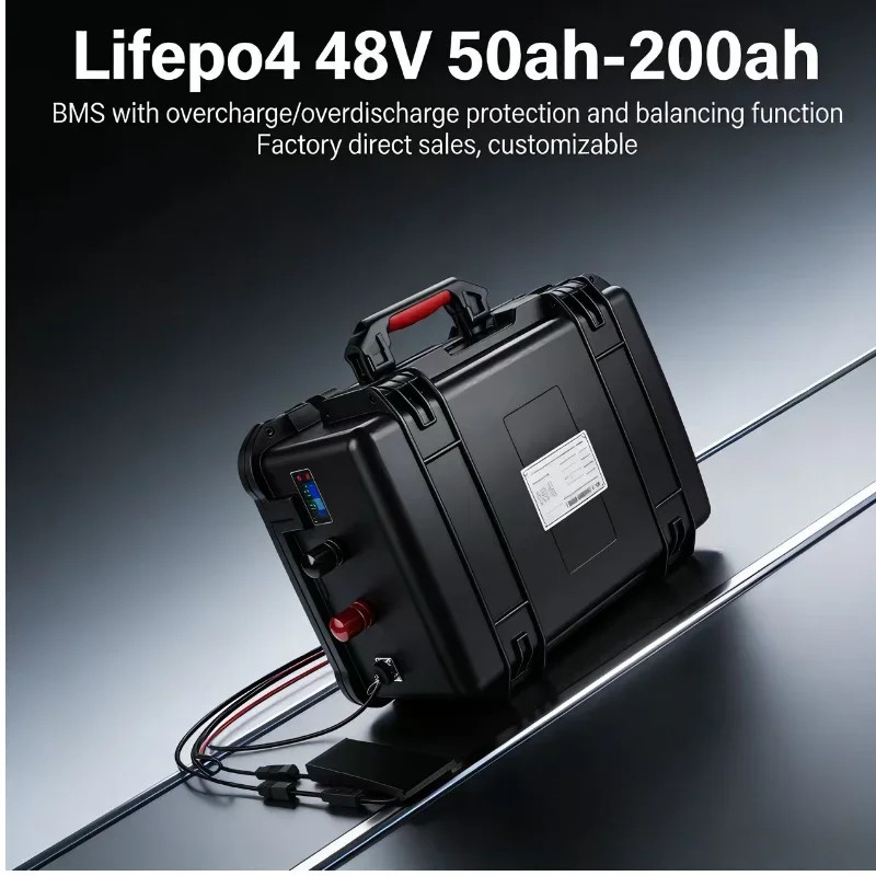 48V Waterproof LiFePO4 Battery 60Ah-200Ah, Built-in BMS Deep Cycle Battery for M