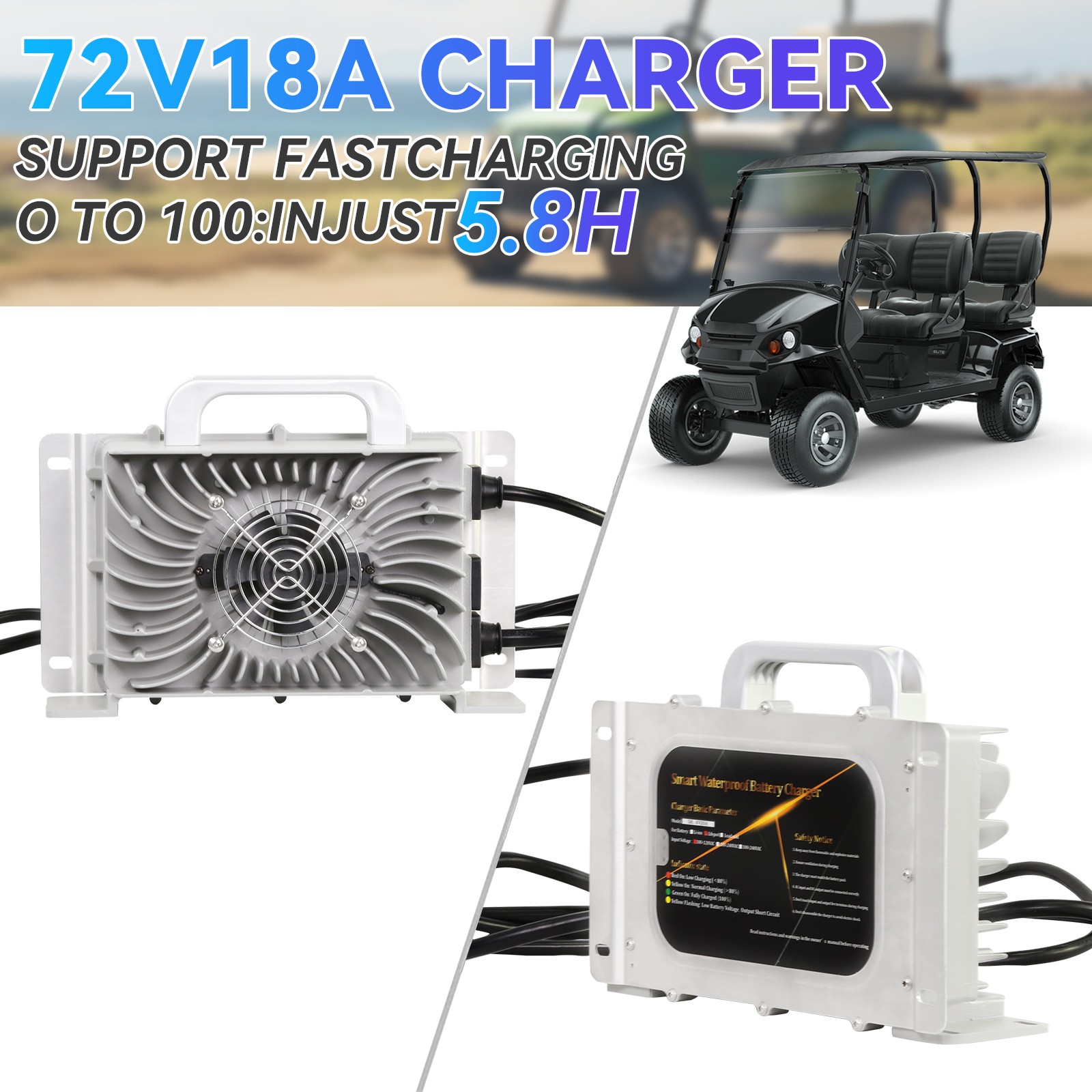 72V 105Ah Golf Cart Lithium LiFePO4 Battery Club Car 200A BMS 20000+ Deep Cycle