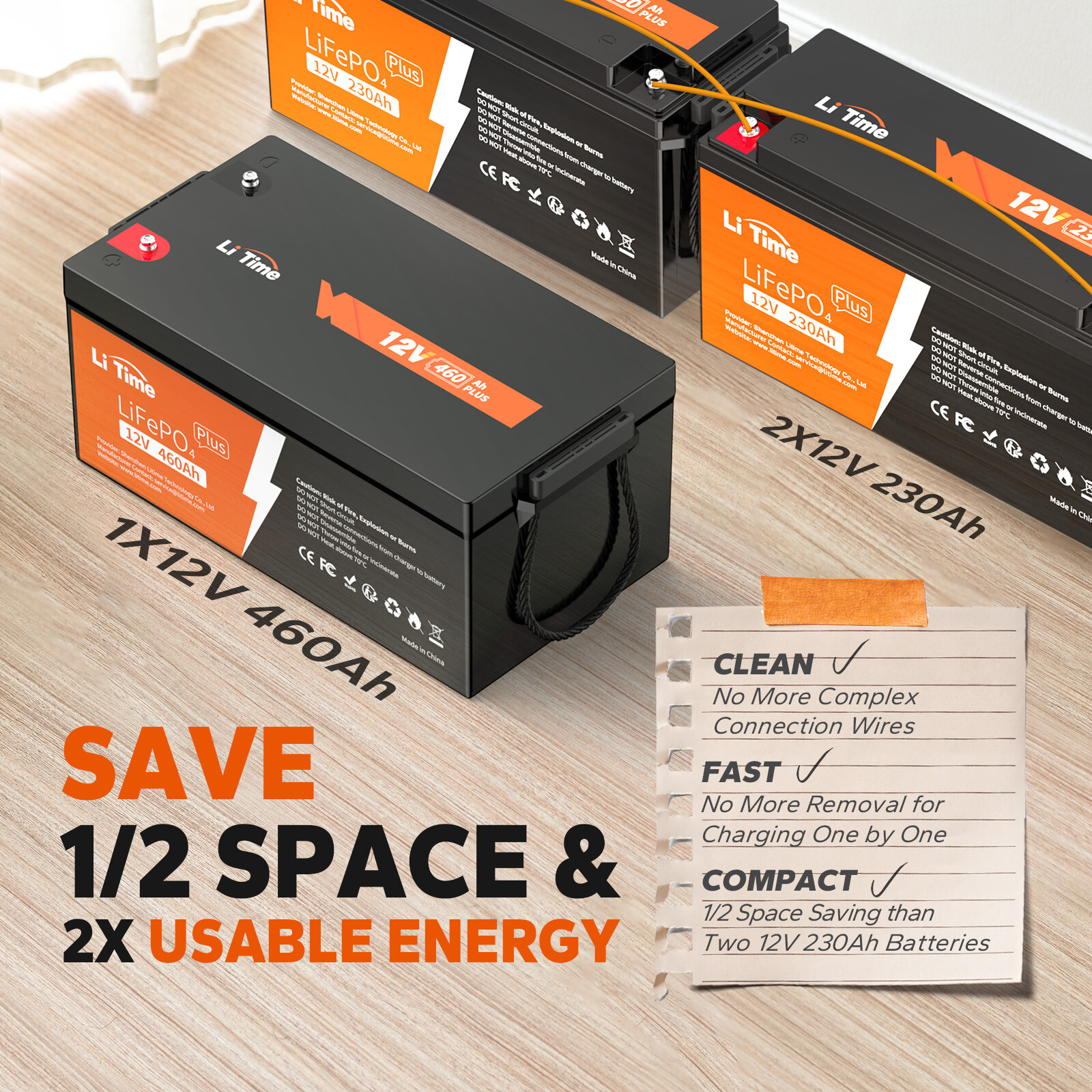 Refurbished LiTime 12V 460Ah LiFePO4 Lithium Battery 250A BMS for Solar Off grid