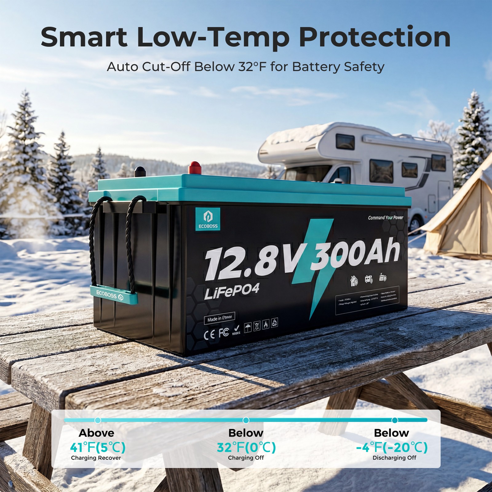 12V 300Ah LiFePO4 Lithium Battery 3840Wh 200A BMS For RVs Solar Boat Off-Grid