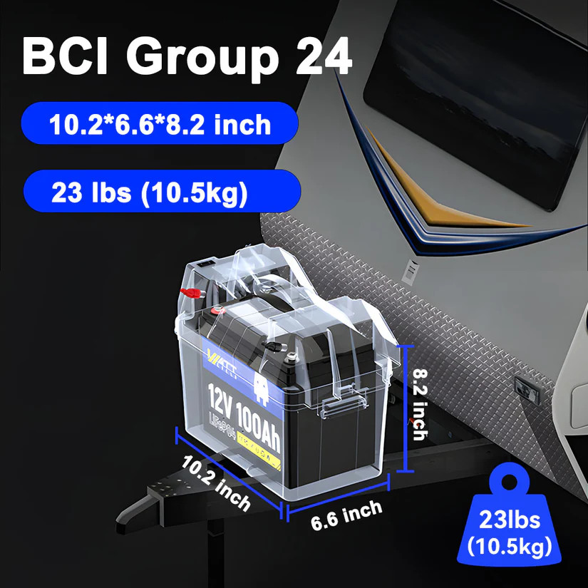 WattCycle 12V 100Ah LiFePO4 Lithium Battery Deep Cycle 100A BMS for RV Off-Grid