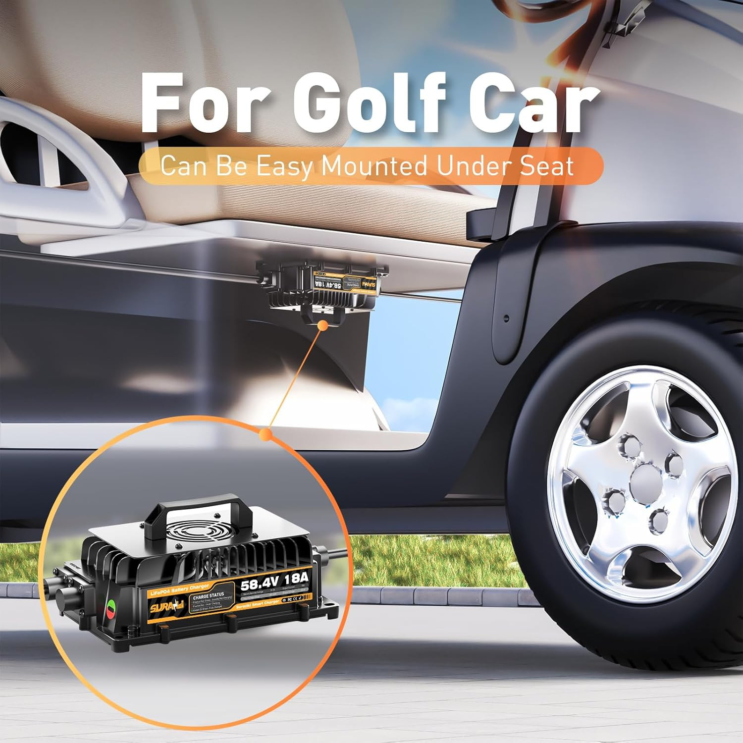 58.4V 18A Lithium Lifepo4 Battery Charger for 48V (51.2V) Golf Carts, Rvs, Boats