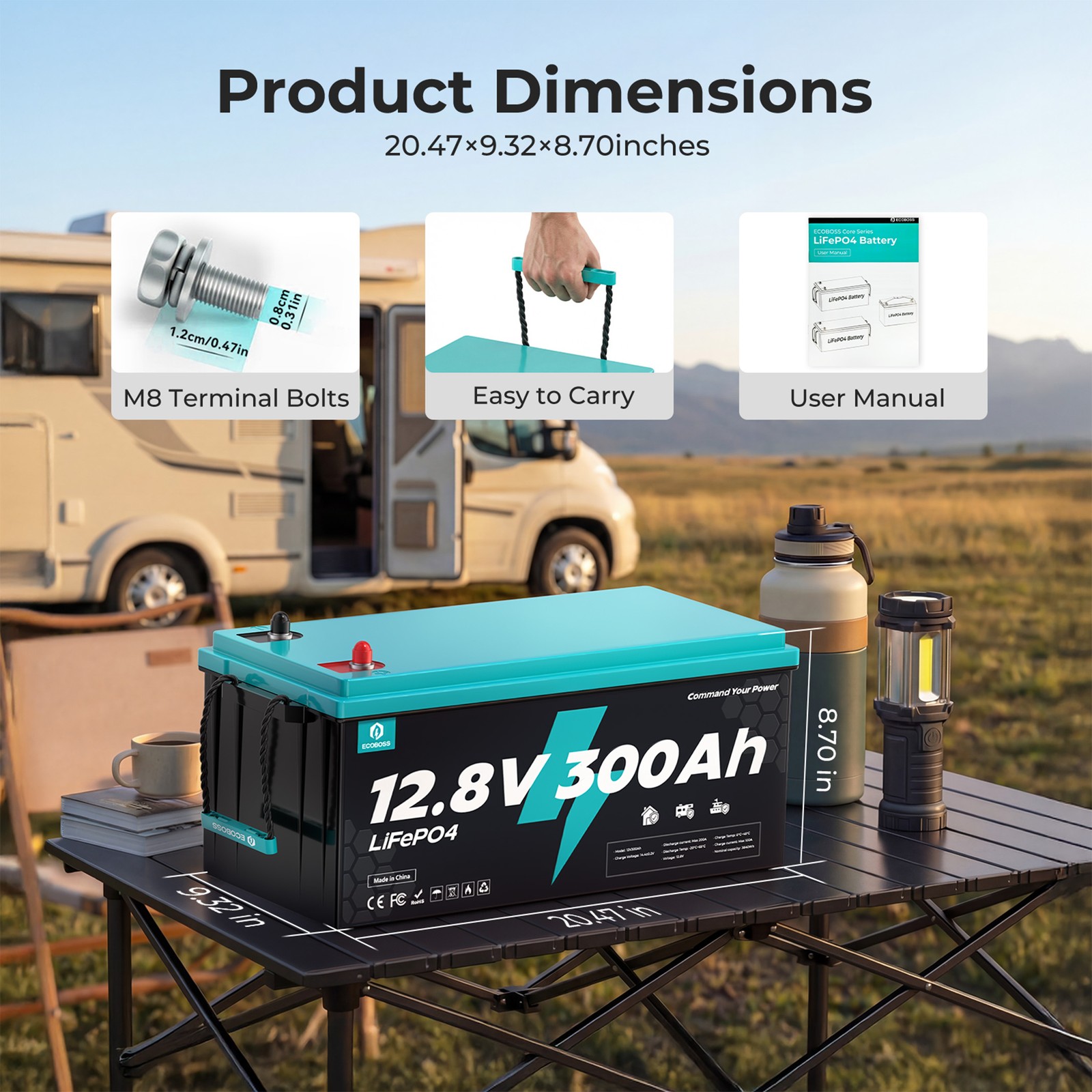 12V 300Ah LiFePO4 Lithium Battery 3840Wh 200A BMS For RVs Solar Boat Off-Grid