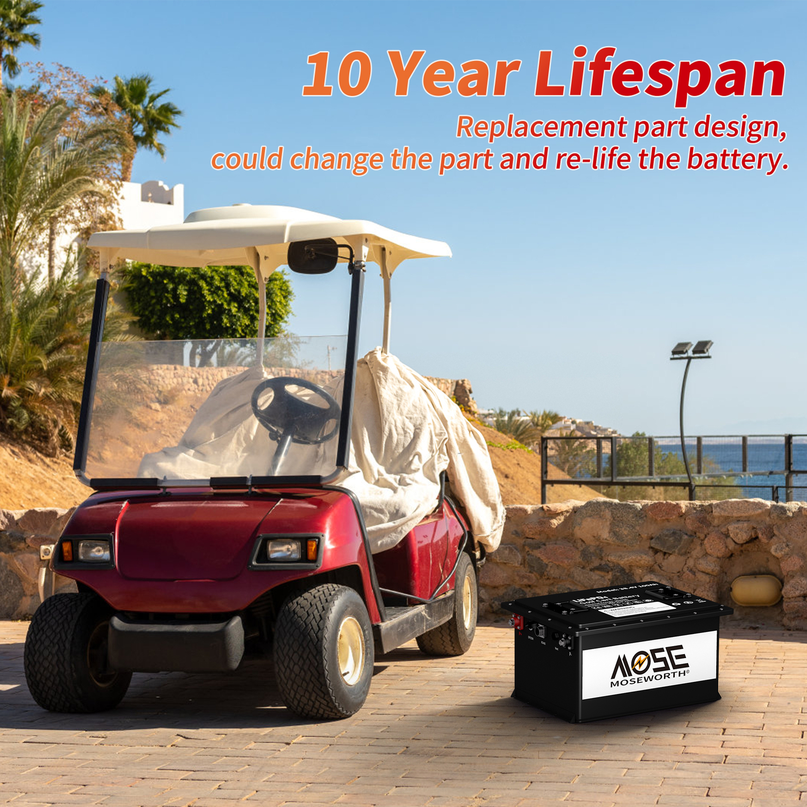 36V 105Ah Golf Cart LiFePO4 Lithium Battery 200A BMS 10 Years Warranty +Charger