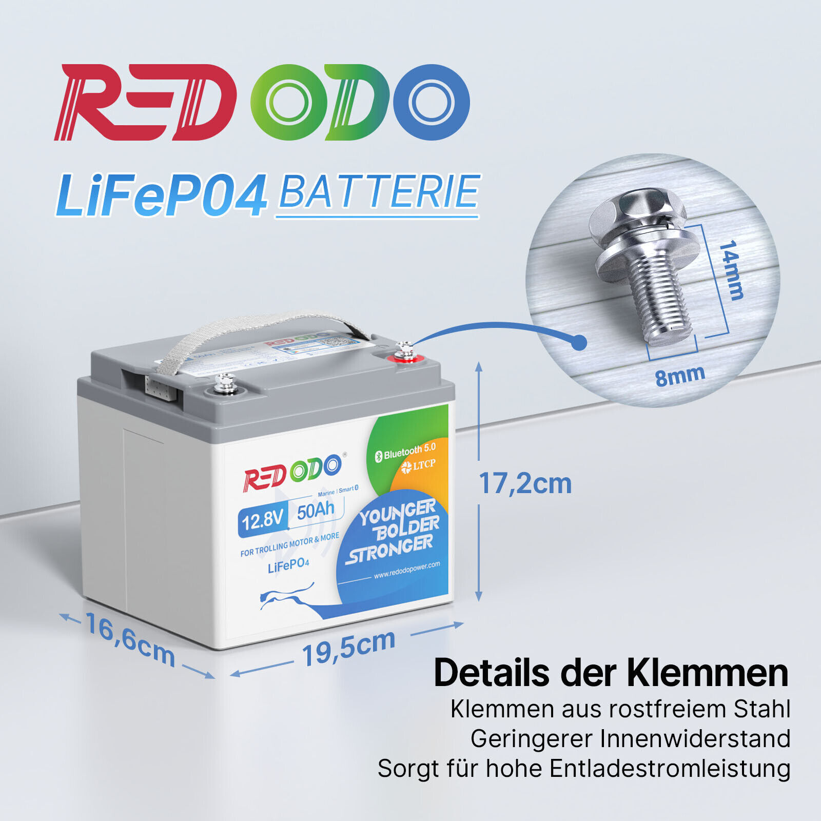 Redodo 12V 24V 36V 50Ah LiFePO4 Battery for 20-120 lbs Trolling Motor Kayak Boat