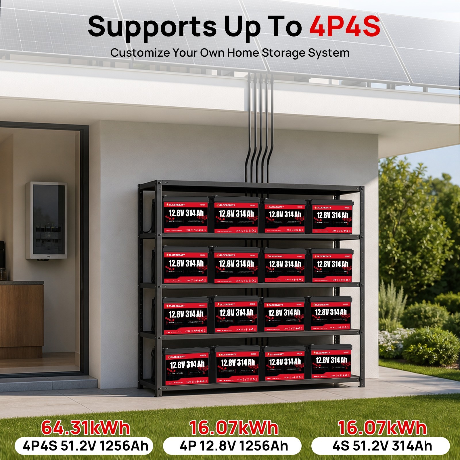 12V 314Ah 300Ah Lithium LiFePO4 Battery Bluetooth 200A BMS Fo RV Solar Off-Grid