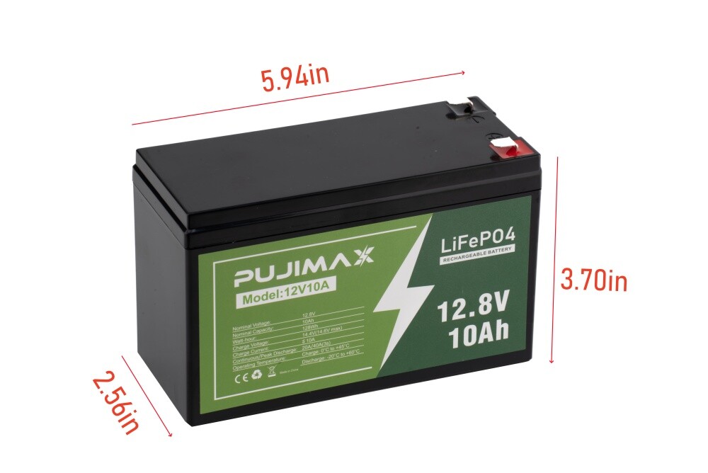 10Ah 12V Lithium Battery LiFePO4 for Cycle Rechargeable Battery Built-in BMS 10A