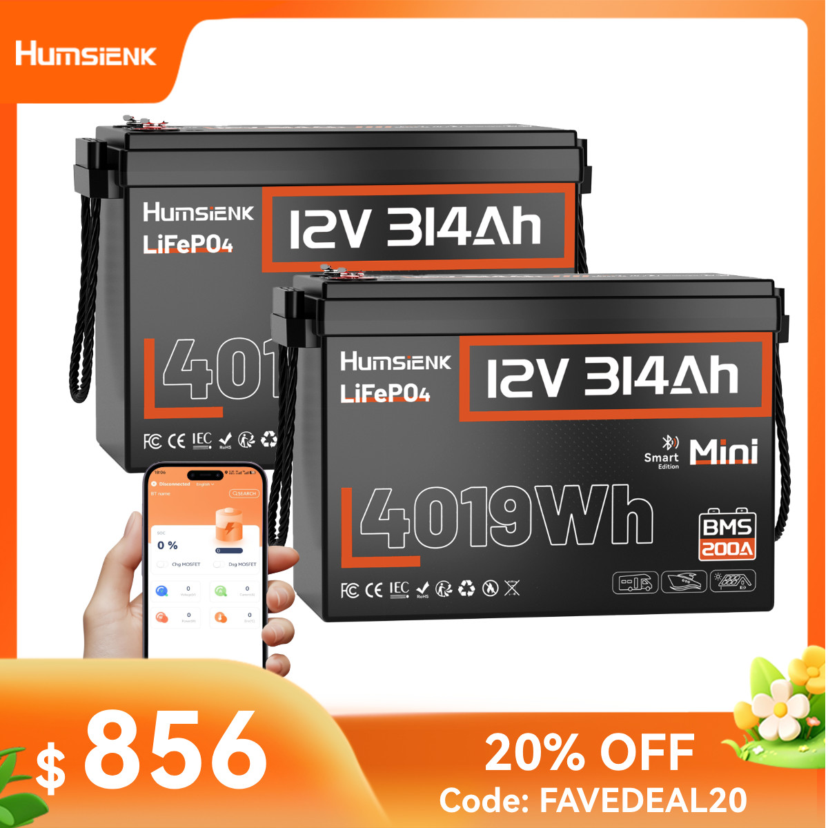 2Pack 12V 314Ah 300Ah LiFePO4 Lithium Battery 15,000 cycles Trolling Motors RV