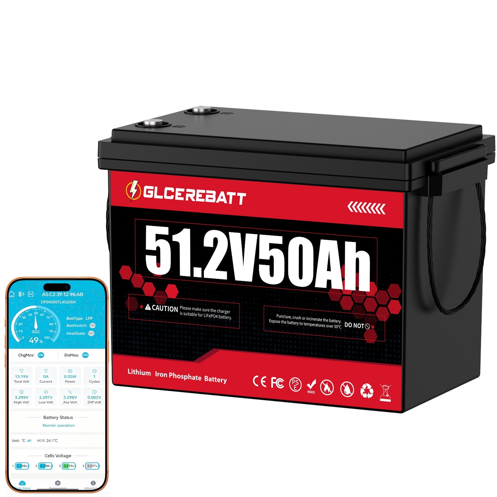LiFePO4 48V 50Ah Lithium Battery BMS Solar Off Grid 10 Year Lifetime Deep Cycle