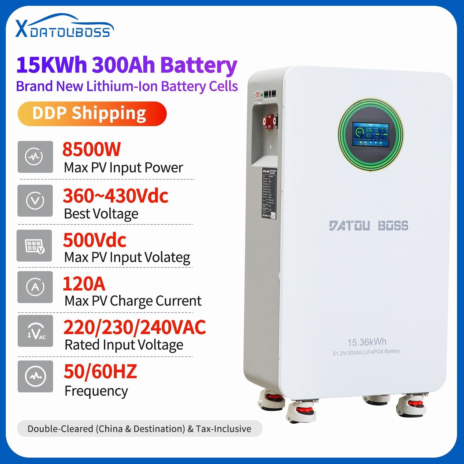 2PCS olar Energy 15kWh Home Storage Battery for Solar Backup 51.2V 314Ah LiFePo4