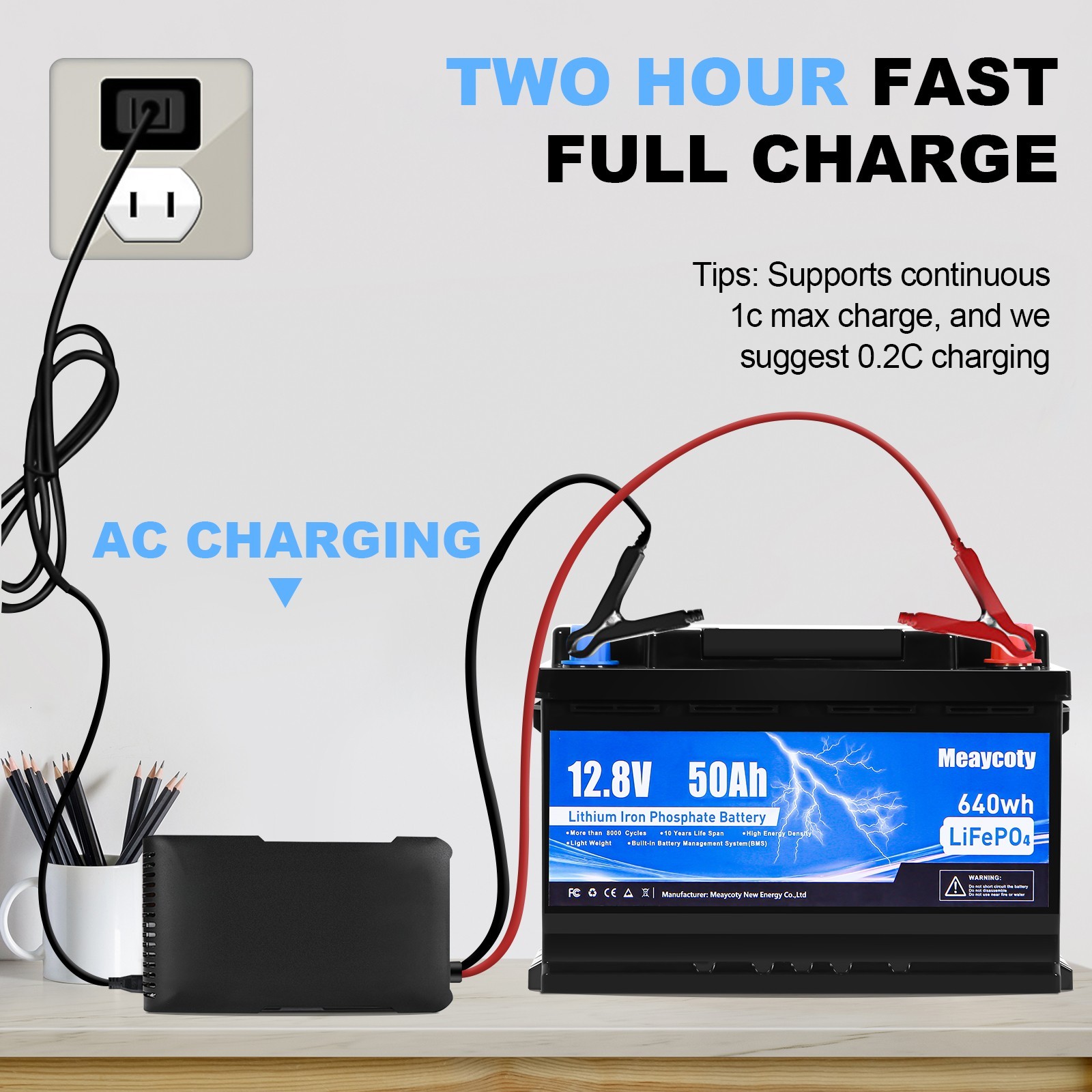 12V 50Ah LiFePO4 Deep Cycle Lithium Battery for RV Solar Camping Marine Off-grid