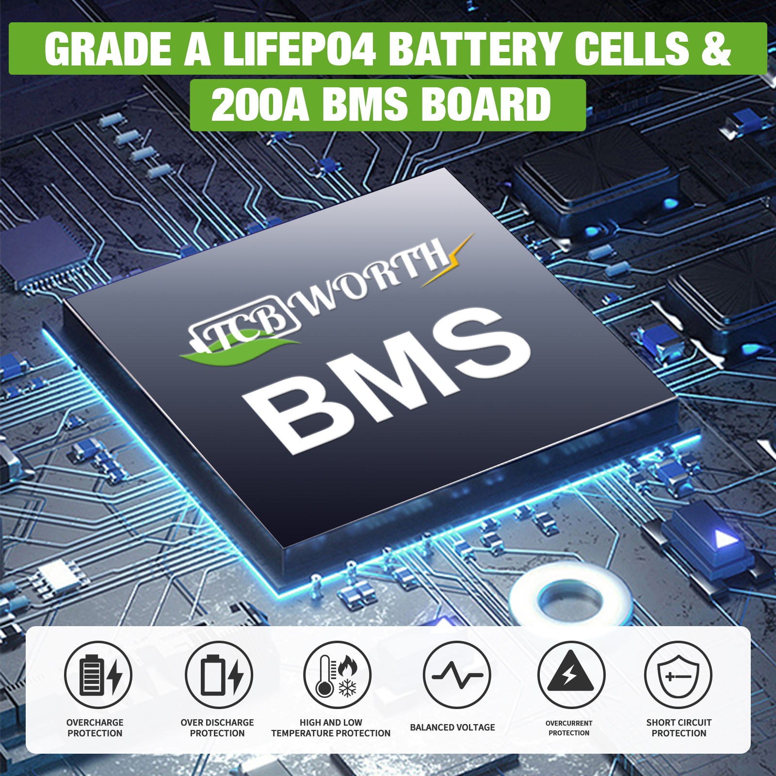 12V 300Ah LiFePO4 Lithium Battery 3840Wh Built-in 200A BMS EVE Cell For RV Solar