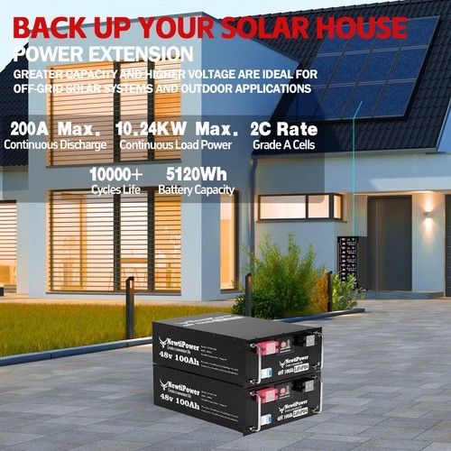 Newtipower 48V 100Ah 5120Wh LiFePO4 Battery Server Rack Energy Storage Backup