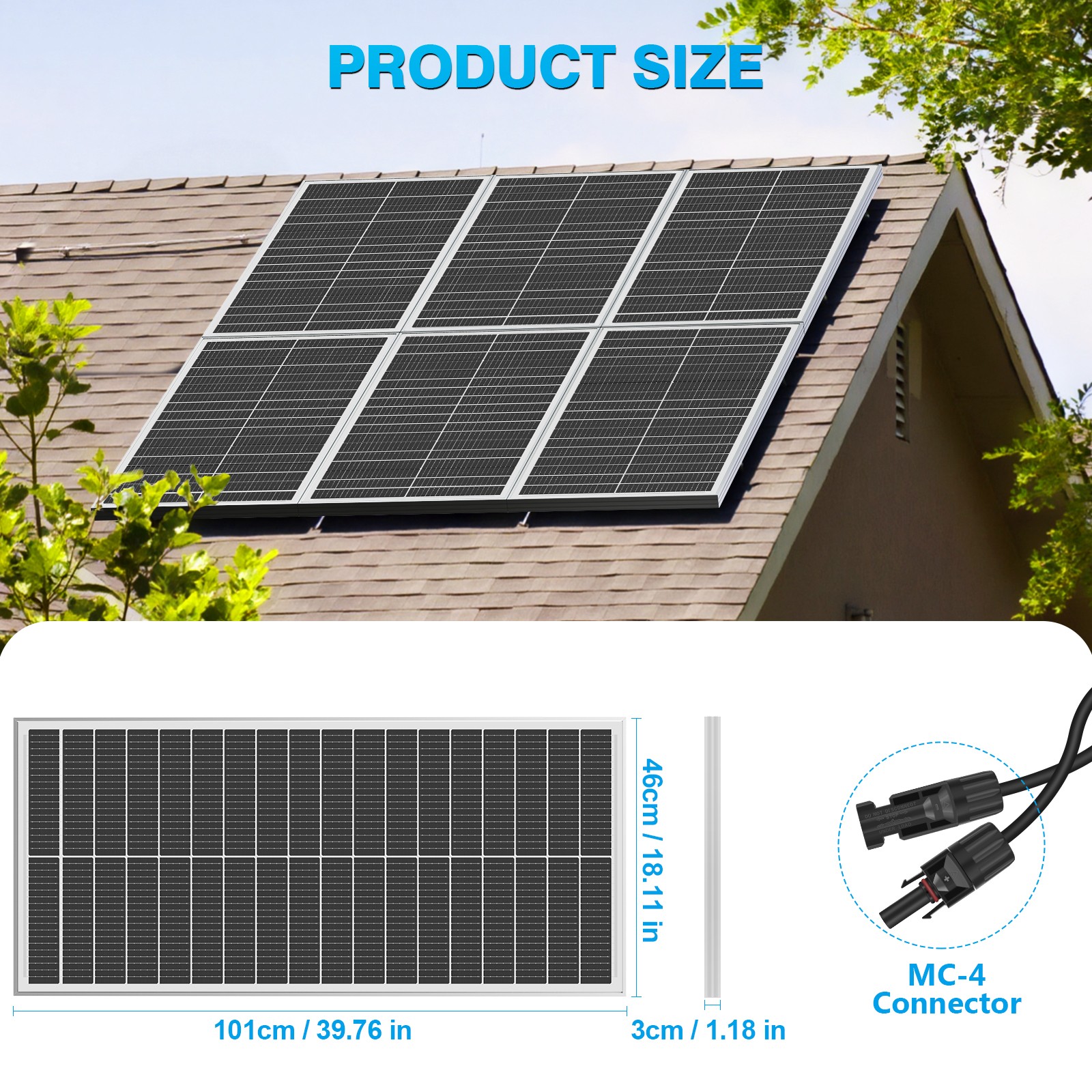 2*100W white solar panel, 18BB , 25.5% efficient photovoltaic module