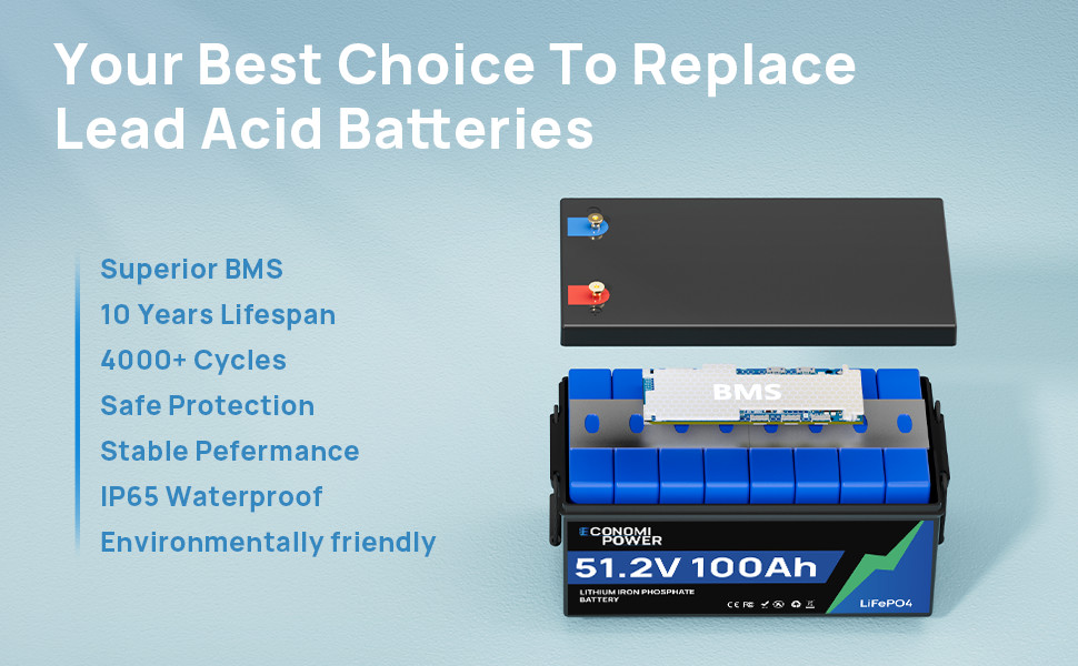 2 Pack 48V 100Ah LiFePO4 Lithium Battery 100A BMS Deep Cycles for Solar Off-grid