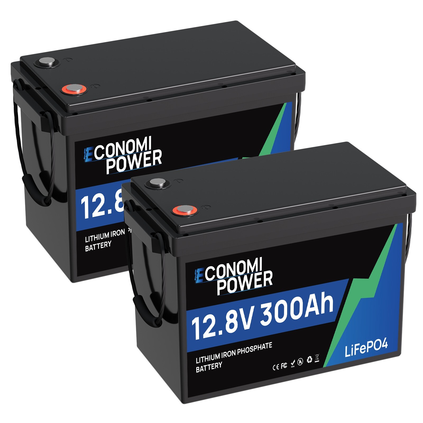 2 Pack 12V 300Ah LiFePO4 Lithium Battery 200A BMS 10000+ Cycles for Marine Solar