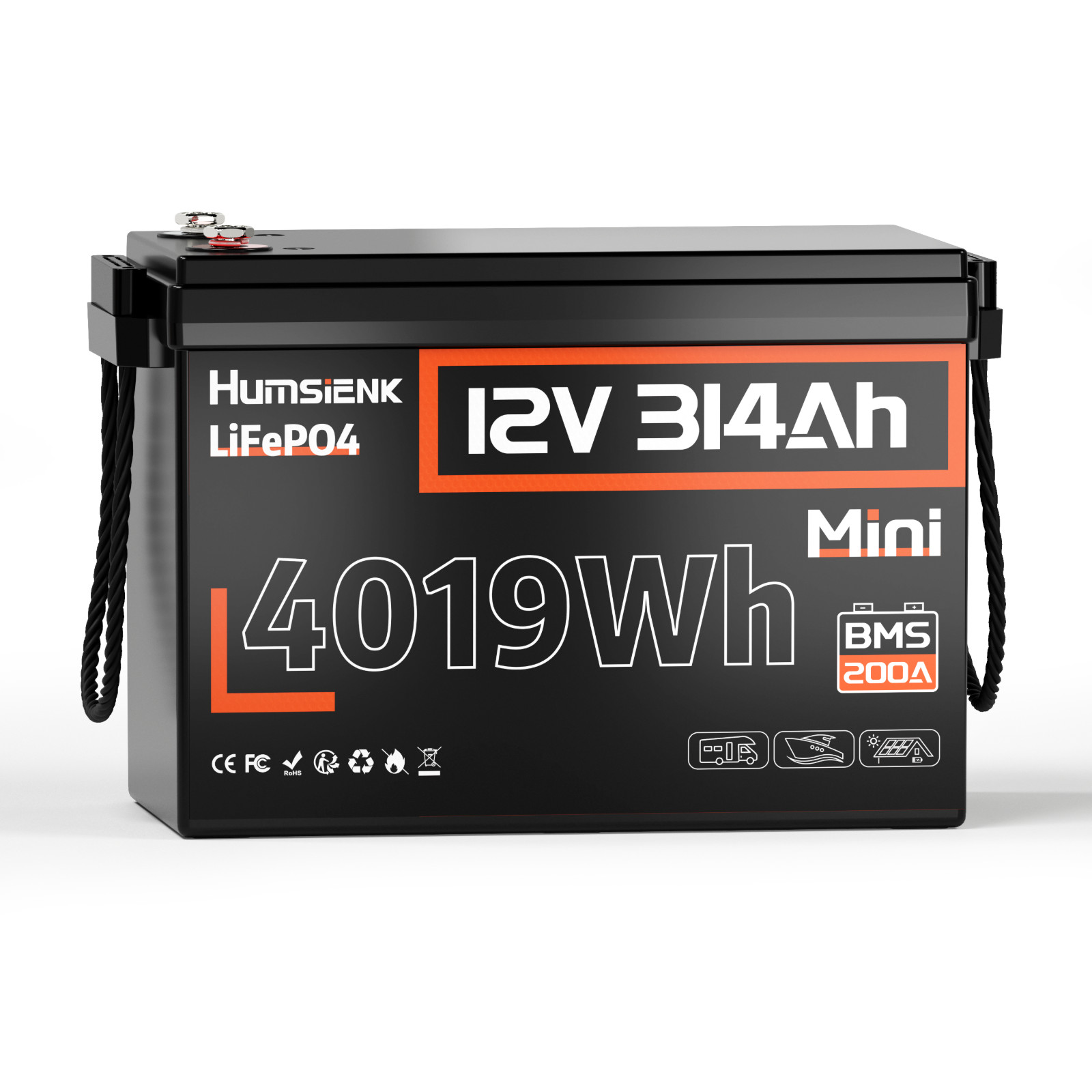 Humsienk 12V 300Ah 314Ah 320Ah LiFePO4 Battery Deep Cycle Bluetooth Marine Yacht