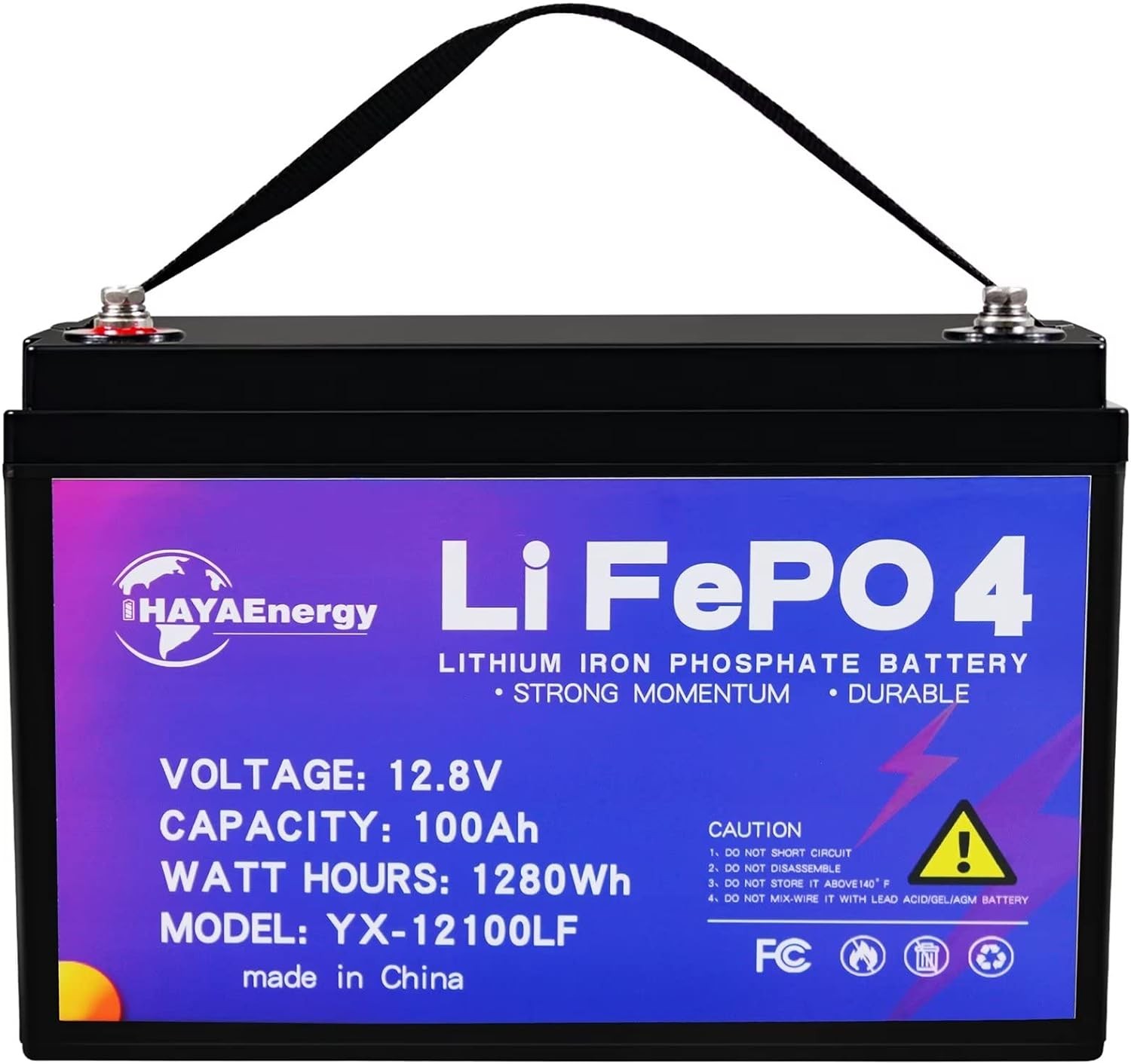 12V 100Ah Lithium Battery Pack LiFePO4 for RV Solar Panel System with 100A BMS