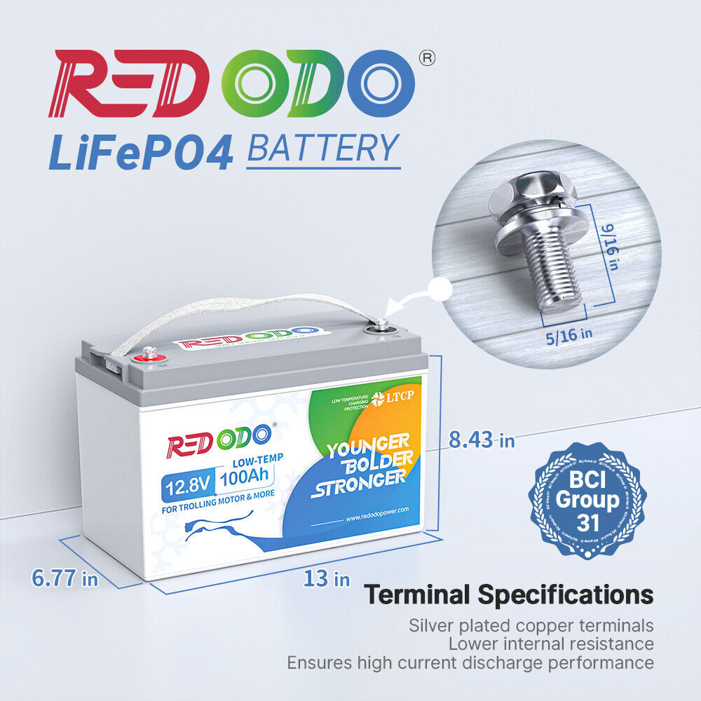 Redodo 12V 50Ah 100Ah 200Ah Deep Cycle Lithium Battery LiFePO4 for RV Off-grid