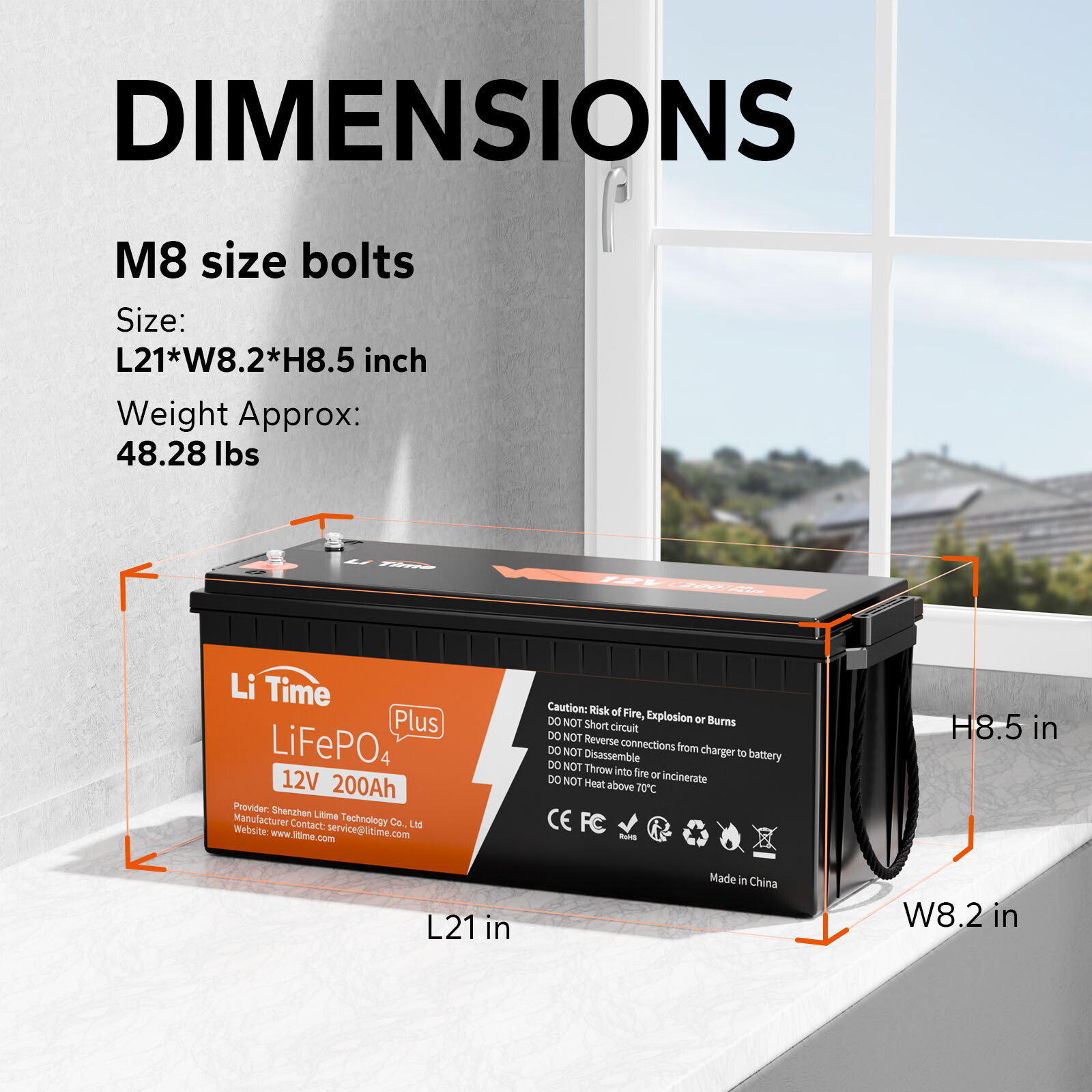 Litime 12V 200Ah PLUS LiFePO4 Lithium Battery Built-in 200A BMS for RV Solar
