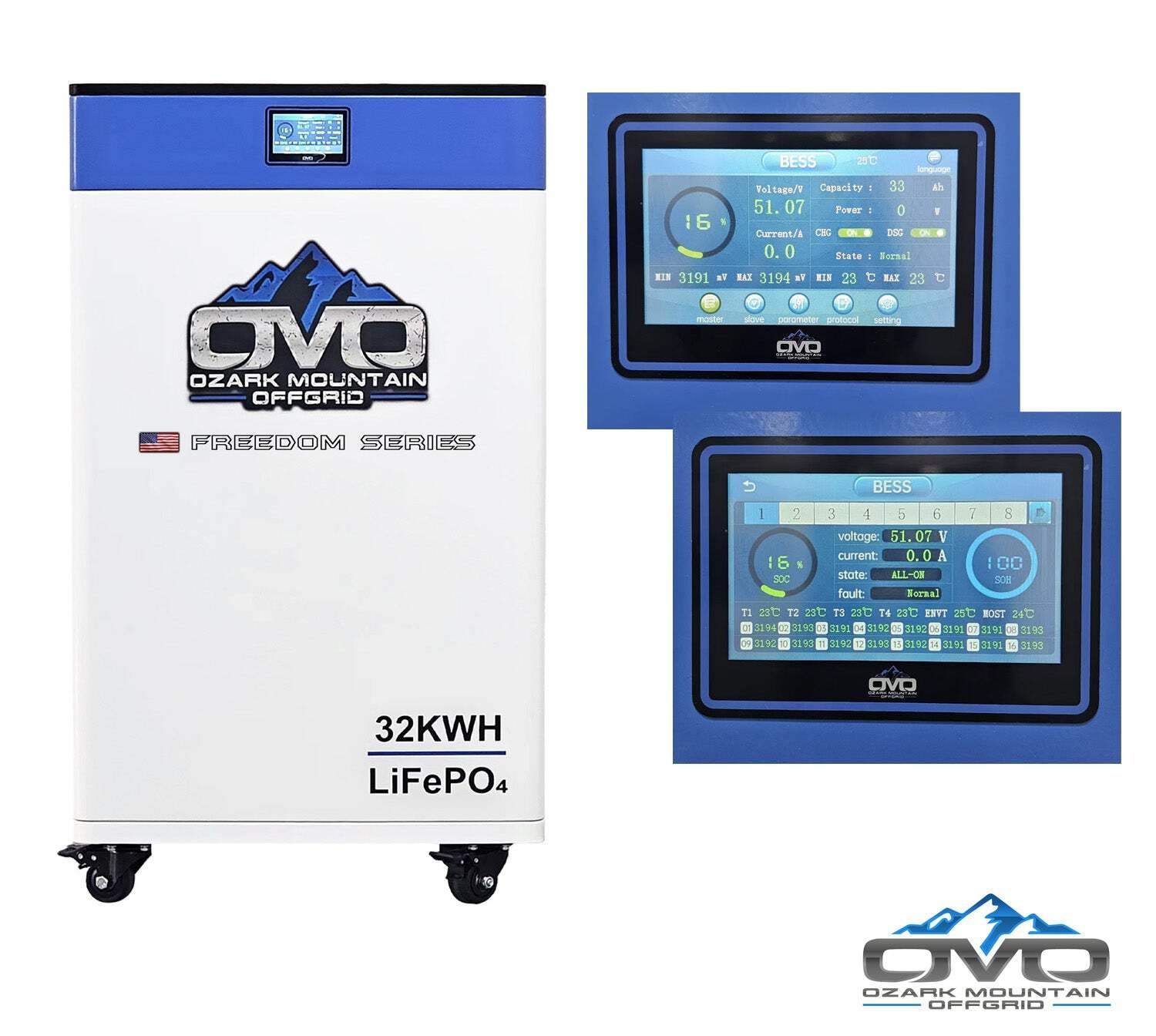 30KW Complete Offgrid Solar Kit + EG4 18kPV + 32KW OMO 48V Freedom Series Lithiu