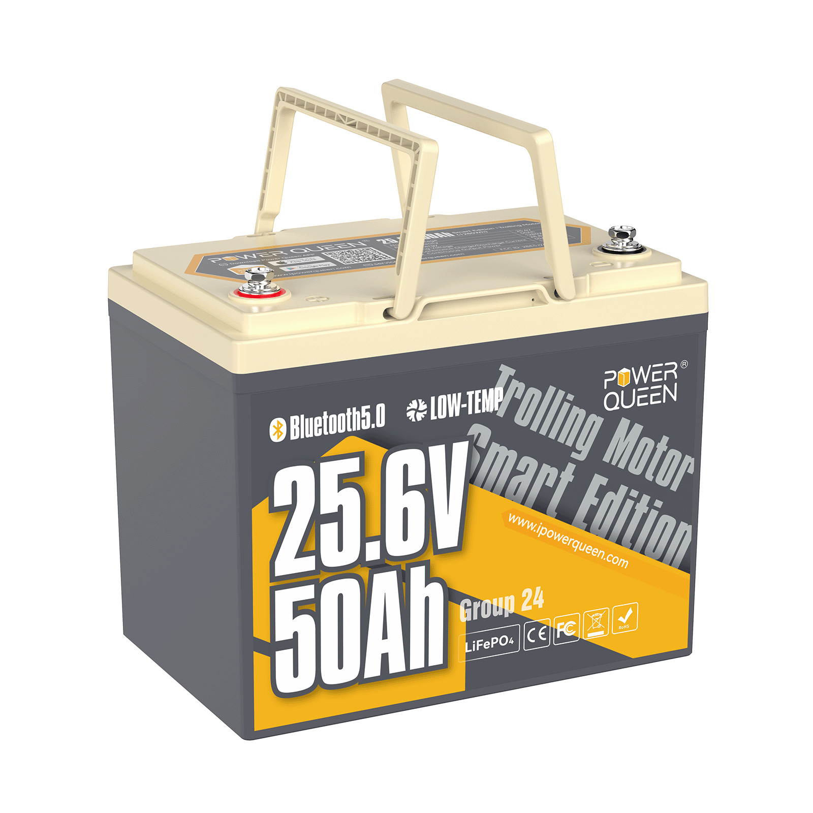 Power Queen 24V 50Ah Bluetooth LiFePO4 Battery for Trolling Motor-Used
